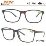 New arrival and hot sale plastic reading glasses,plastic hinge ,metal silver