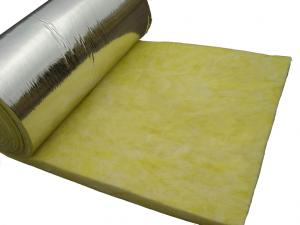 China Yellow Glass Wool Thermal Insulation Blanket With Aluminum Foil Face on sale