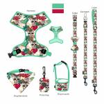 7 Pieces Small Soft Dog Harness M Size Collar Leash Set Ribbon Decoration