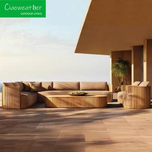Wholesale Customized Color Modern Patio Villa Wooden Sofa Leisure Outdoor Courtyard Teak Wood Garden Sofa Set from china suppliers