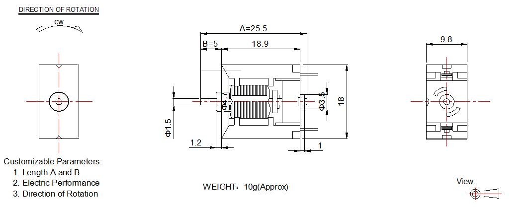 Square Shape Tiny DC Motor , High Speed DC Motor 12v For Electric Toys