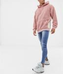 Pink Color Hooded Mens Sherpa Jacket With Pouch Pocket Machine Wash