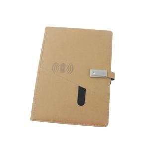 Wholesale Luxury Ring Binder Journal Powerbank Wireless Charging Notebook Usb Pu Leather from china suppliers