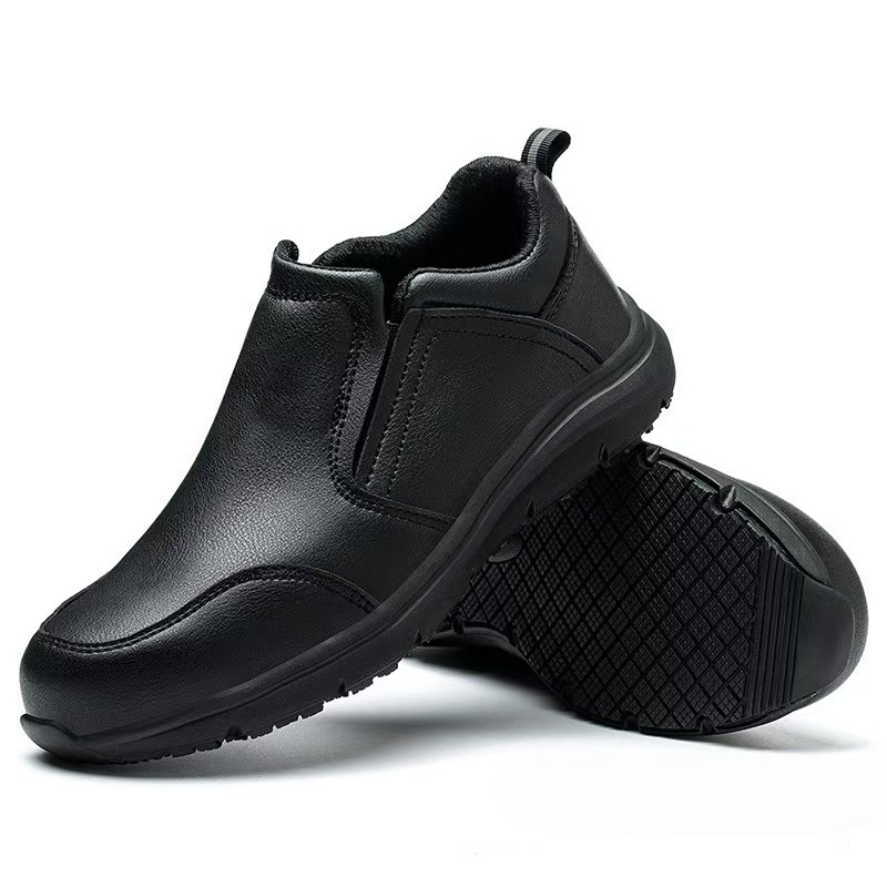 Durable Comfortable Safety Footwear Black Slip Resistant Chef Shoes Anti Puncture