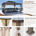 Gazebo Polycarbonate Double Roof Canopy Outdoor Aluminum Frame Pergola,