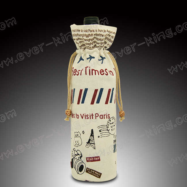 SGS Drawstring Cotton Cloth Wine Gift Bags For Liquor