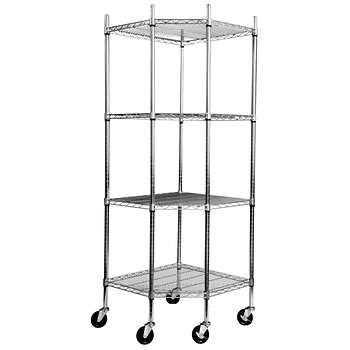 Quality 4 - Layers Silver Stainless Steel Shelving Units On Wheels Resist Corrosion for sale