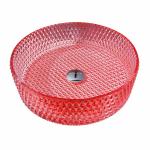 Crystal Glass Red Hand Wash Basin Bathroom Vessel Sinks