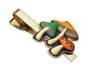 China Promotional Gift Brass Offset Printing, Gold Plating Personalized Tie Bar / Mushroom Tie Bar on sale