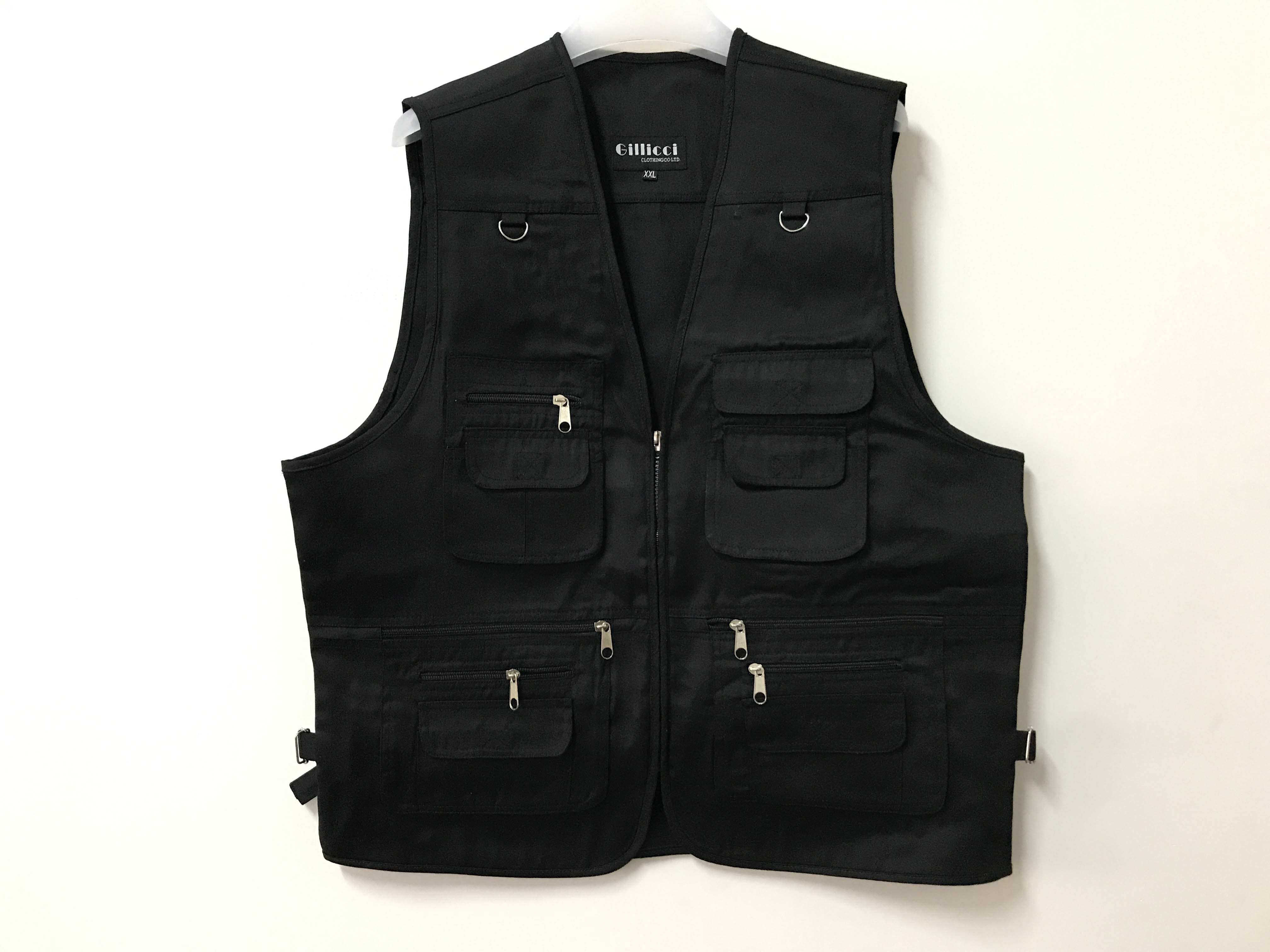Mens classic vest，mens waist coat, vest in 100% polyester washed fabric, washed black color, S-3XL