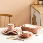 Country 8.5cm Ceramic Tea Cups And Saucers For Banquet