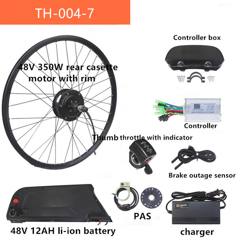 251W 350W 48V Rear Drive E Bike Conversion Kit For Cassette And Rotate Motor