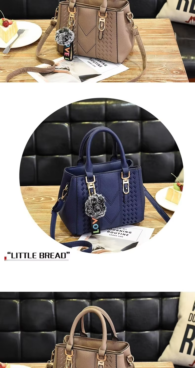 Elegant Shoulder Purse in Genuine Leather with Cartoon Pattern and Button Decoration