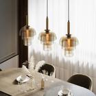 Brass Glass Modern Single Gold Glass Pendant Light For Kitchen 25 X 28 Cm
