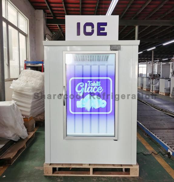 Auto Defrosting Indoor Ice Merchandiser Single Glass Door Bagged Ice Storage