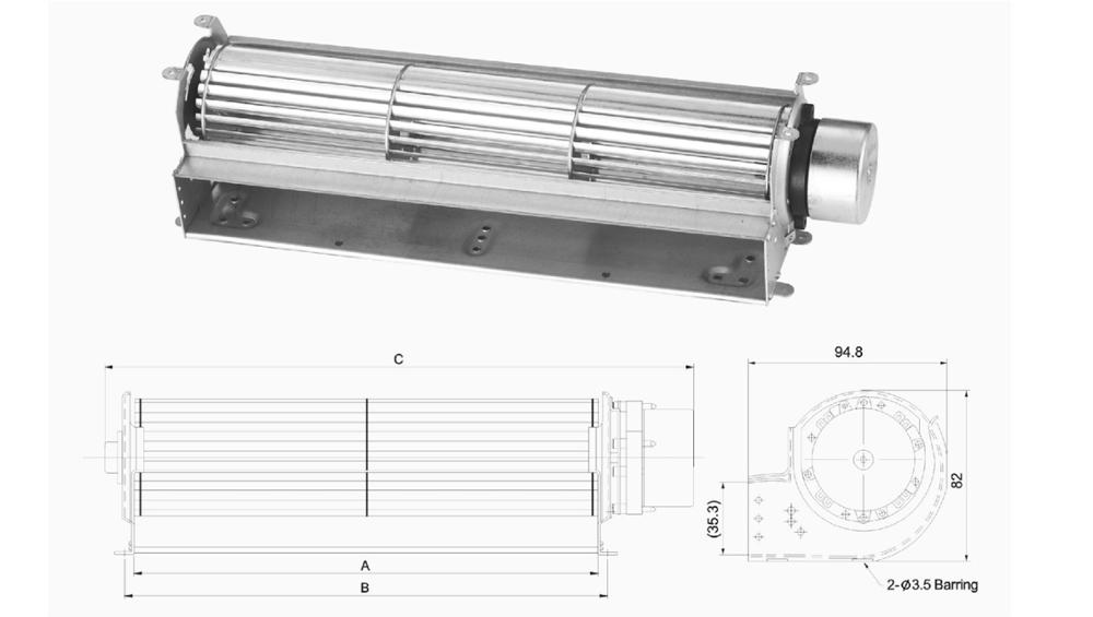 Air cooling 12V dc motor cross flow fan for refrigerator and log burning Household electronic