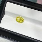 Fancy Vivid Yellow HPHT Lab Grown Diamonds Oval Shape 3.09ct IGI Certifed