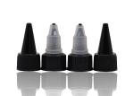 Long Nozzle Solid Black Plastic Screw Caps 18mm 20mm 24mm 28mm Ribbed Closure