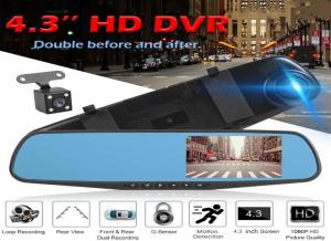 China OEM Dual Cameras 2 Channel Blackbox DVR Dash Cam Rearview Mirror Full HD1080p on sale
