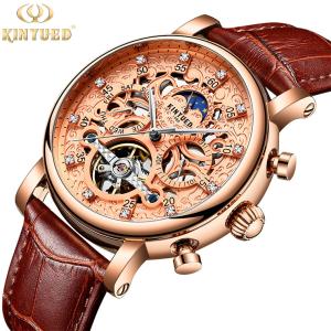 Wholesale Gold Dial Tourbillon Mechanical Watch 30M Waterproof Pin Buckle from china suppliers