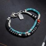 925 Sterling Silver Ancient Glass Bracelet Hand-Hammered Silver Spacer Beads