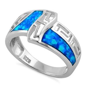 Wholesale Opal Greek Pattern Lab Opal Sapphire Engagement Women Ring 925 With Sterling Silver For Girls from china suppliers