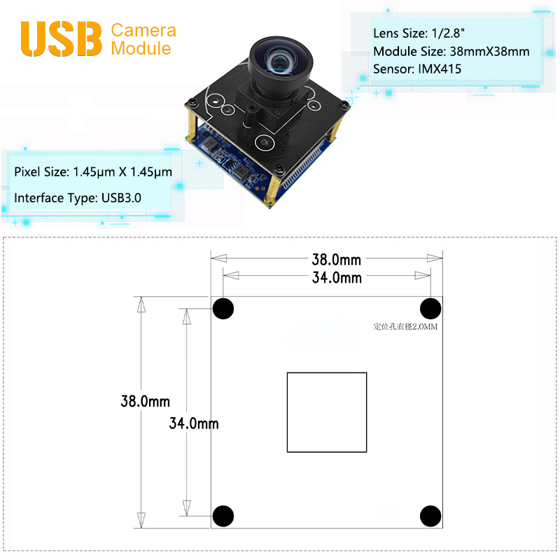 Small Type-C Interface 4k Resolution Sony Imx415 Color Sensor USB Camera Module