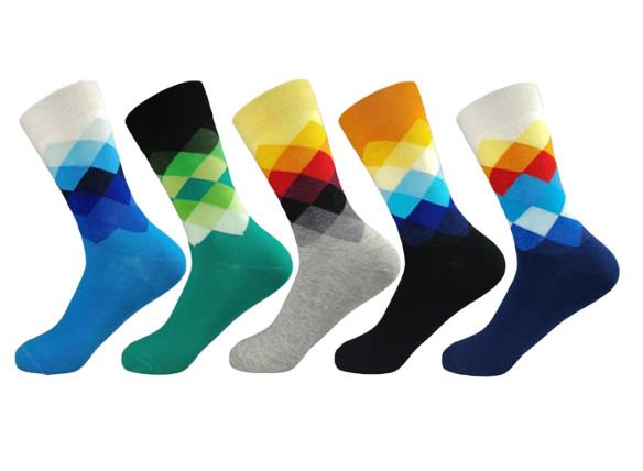 Cotton Colorful Funny Happy Trendy Socks Breathable Sox Stitching Pattern Casual