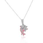 925 Sterling Silver Lobster Clasp Enameled Fish Charm Necklace Pendant Sea Life