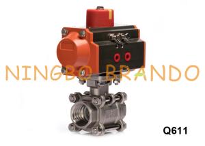 Wholesale 1'' Thread Stainless Steel 3 Piece Ball Valve With Pneumatic Actuator from china suppliers