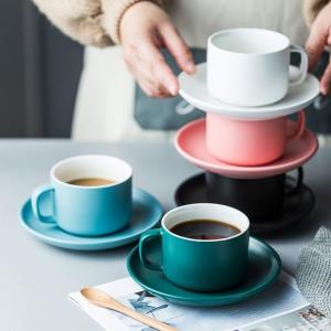 China Colorful thick body new cappuccino cup and saucers ceramic coffee cup saucer latte cup drinkware on sale