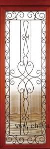 China Wrought iron glass in wooden french door on sale