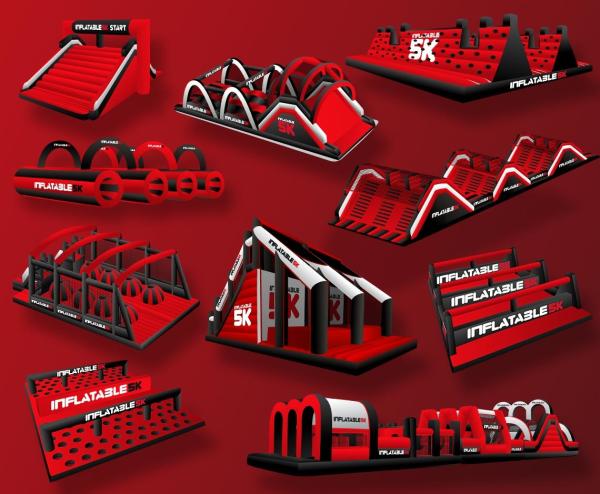 Outdoor Playground Competitive Game Red Insane Inflatable 5k Giant 5km