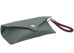 Light Blue PU PVC Leather Eyeglass Case With Straps