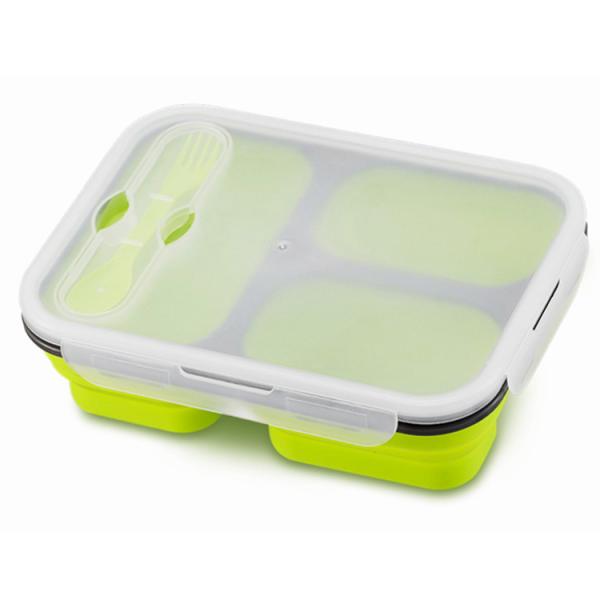 3 divider silicone folding lunch box camping food for work picnics lunch
