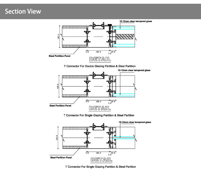 Soundproof Acoustic Fire Rated Glass Partition 12mm Thick Acoustic Glass Wall System