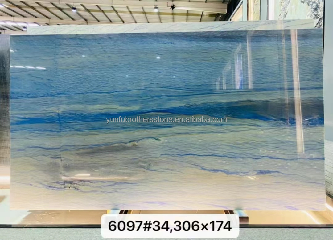 Directly Sell Honed Azul Imperial Slab Blue Sky Quartzite Grand Skylight Marble Tile