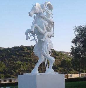 Wholesale White painting Abstract bronze sculptures, bronze horse with figure statues , China sculpture supplier from china suppliers