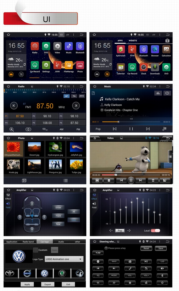 Ouchuangbo Android 4.4 3G Wifi DVD Playe for Ford Galaxy /Escape /Fiesta GPS Sa Nav Multim