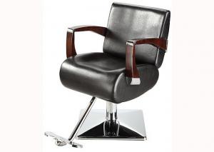 China Luxury All Purpose Salon Chair Wooden Handret With Shining Steel Materials on sale