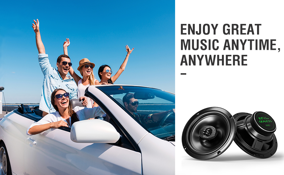 Set of 2 Full Range Coaxial Car Speakers with 6.5 Inches Subwoofer and 1500Hz Tweeter