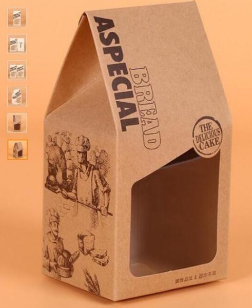 Custom Printing Tall Square Food Grade Kraft Paper Cake Box With Handles,Cake