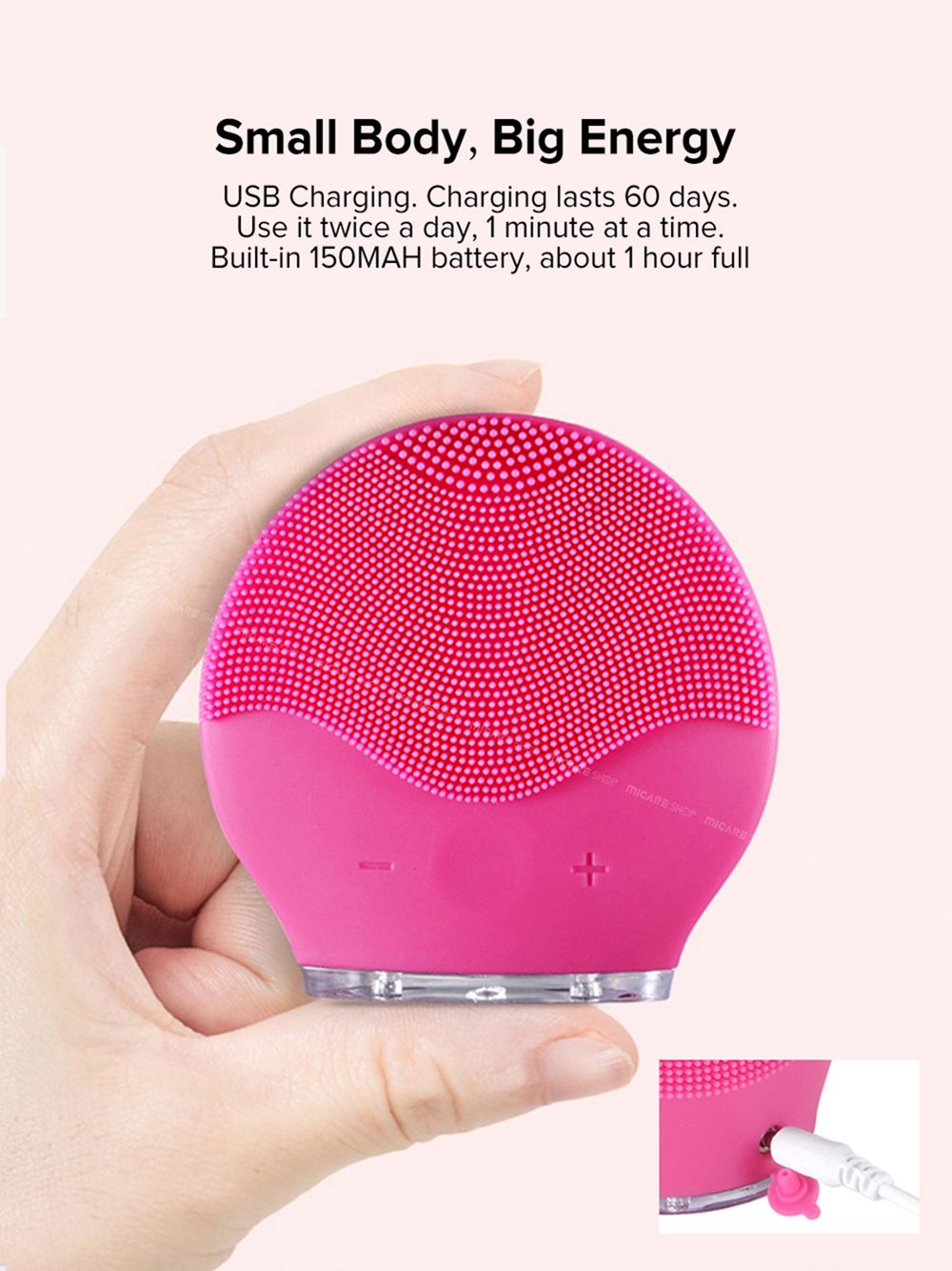 Private Label Usb Recharge Waterproof Vibrating Silicone Waterproof Face Cleansing Brush Electric Facial