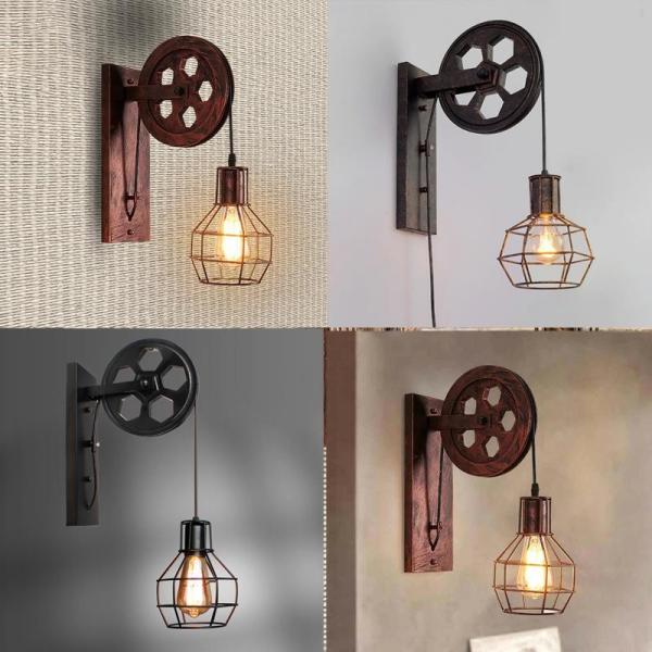 Corridor Living Room E27 Restaurant Rustic Iron Loft Cafe Pulley wall lamp (WH
