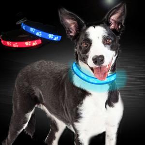 Wholesale C903 Cute Style Custom Logo Nature Nylon Rechargeable Flashing LED protect dog collar pet accessories With USB from china suppliers