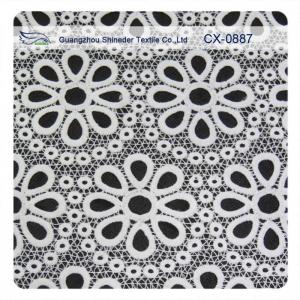 Wholesale White Embroidered  Lace Fabric , Polyester repeated Floral Bud Silk Fabrics Garment from china suppliers