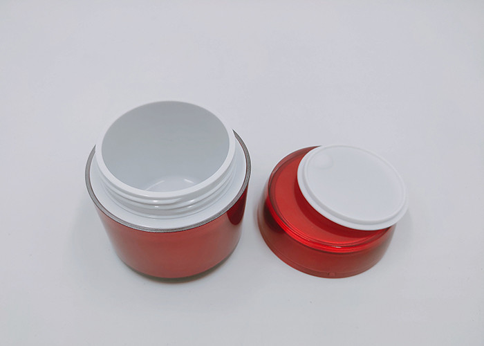 30g Acrylic Cream Jars Cosmetic Packaging Light Weight With Red Screw Cap