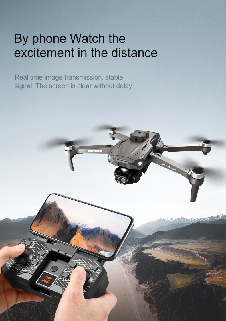15 Minutes Maximum Flight Time Orange Quadcopter with Brushless Optical Technology and Adjustable Obstacle Avoidance