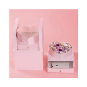 Wholesale Heart Shaped Transparent Cardboard Hamper Boxes Flower Bouquet Box With Drawer OEM from china suppliers