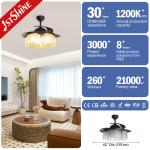 230V Midcentury Design Warm Lighting Ceiling Fan with Hidden Blades and Remote